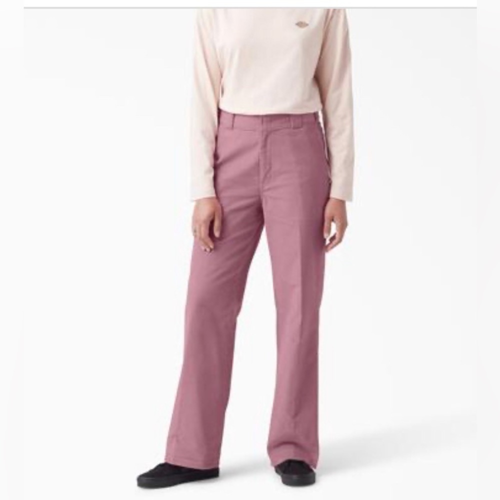 Dickies Women's pink Halleyville Regular Fit Wide Leg Corduroy‎ Pants size 0R - Picture 2 of 10